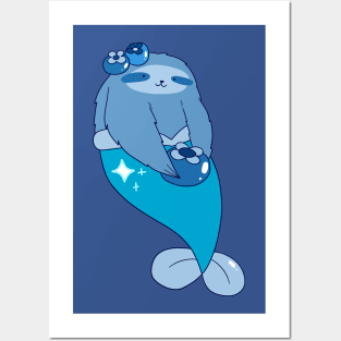 Blueberry MerSloth Posters and Art